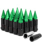 Steel Lug Nuts M12x1.5 Extended Grooved Shank Green Spike 16+4 Lock