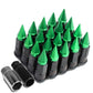 Steel Lug Nuts M12x1.5 Extended Grooved Shank Green Spike 16+4 Lock