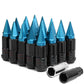 Steel Extended Grooved Lug Nuts w/ Removable Light Blue Spikes 16pc