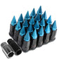 Steel Extended Grooved Lug Nuts w/ Removable Light Blue Spikes 16pc