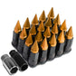 Universal M12x1.5 Steel Lug Nuts Extended Orange Spike 20pc Set