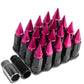 Steel Lug Nuts M12x1.5 Extended Grooved Shank Pink Spike 16+4 Lock