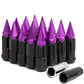 Steel Lug Nuts M12x1.5 45-75mm Extended Grooved Purple Spike 20pc