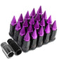 Steel Lug Nuts M12x1.5 45-75mm Extended Grooved Purple Spike 20pc