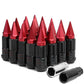 M12 x 1.5 Steel Lug Nuts w/ Red Spikes 16pc + 4 Locks Extended