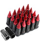 M12 x 1.5 Steel Lug Nuts w/ Red Spikes 16pc + 4 Locks Extended