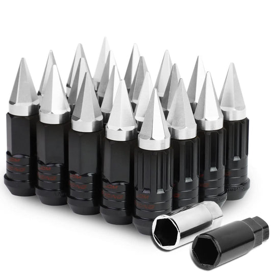 M12 x 1.5 Extended Steel Lug Nuts w/ Removable Spike End 16pcs + 4 Locks