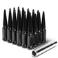 M14 x 1.5 Spike Lug Nuts 23mm OD 112mm Tall Black Steel 24 Pack