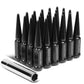 M14 x 1.5 Spike Lug Nuts 23mm OD 112mm Tall Black Steel 24 Pack