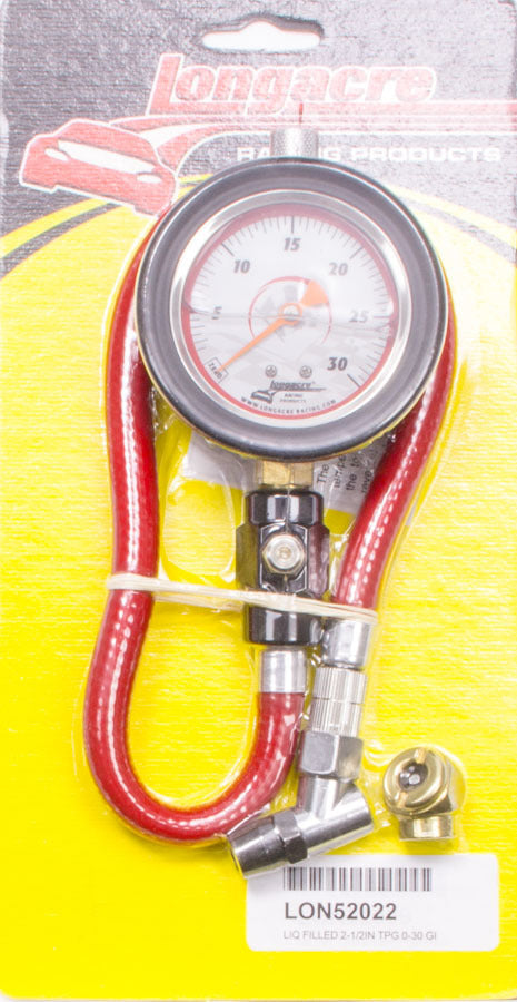 Longacre Tire Gauge 0-30PSI 2.5in GID Liquid Filled 52-52022