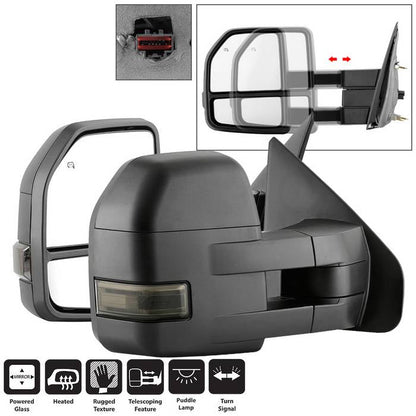 SPYDER xTune 04-14 Ford F-150 Heated LED Telescoping Mirrors - Smoke (Pair) (MIR-FF15009S-G4-PWH-SM-SET) 9943089