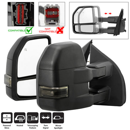 SPYDER xTune 15-17 Ford F-150 Heated LED Telescoping Pwr Mirrors - Smk (Pair) (MIR-FF15015S-G4-PWH-SM-SET) 9943065