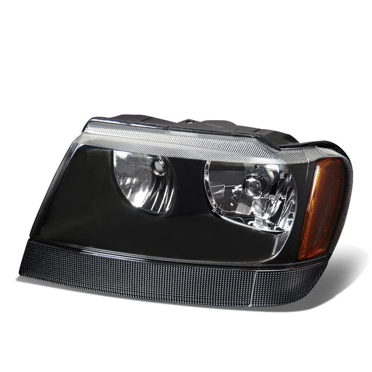 99-04 Jeep Grand Cherokee OE Style Left Headlight - Black Housing