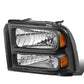 2005-2007 Ford F-250 F-350 F-450 F-550 OE Style Left Headlight Black