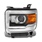 14-18 GMC Sierra 1500 / 15-19 2500HD 3500HD OE Style Headlights Black