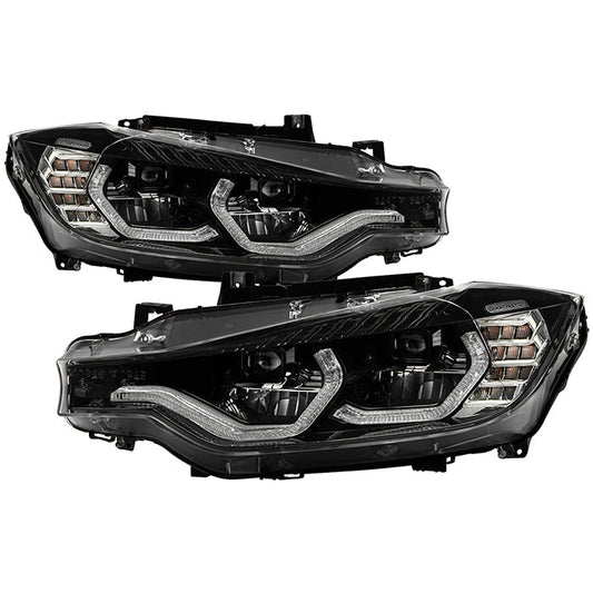 SPYDER xTune BMW F30 LED DRL Projector Headlights - Black (PRO-JH-BMWF3012-LED-BK) 9950421