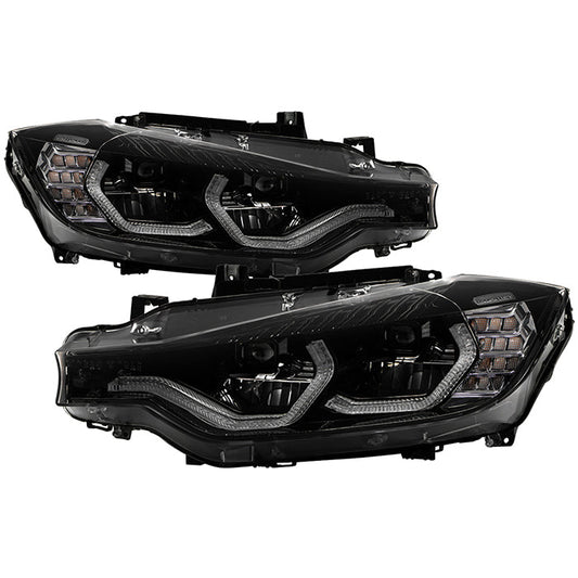SPYDER xTune BMW F30 (Halogen Model) w/ LED DRL Projector Headlights - Blk Smoke PRO-JH-BMWF3012-LED-BSM 9950445