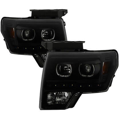 SPYDER Xtune Ford F150 09-14 Projector Headlights Halogen Model LED Halo Black Smoke PRO-JH-FF15009-CFB-BSM 9032233