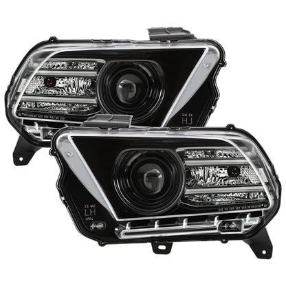SPYDER xTune 10-14 Ford Mustang Halogen w/LED DRL Projector Headlights Black PRO-JH-FM10-LED-BK 9946271