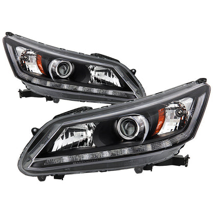 SPYDER xTune 13-15 Honda Accord LED Blue Start / Sequential Signal DRL Proj - Blk - PRO-JH-HA14-4D-SLED-BK 9944468