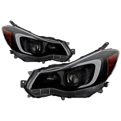 SPYDER xTune 12-16 Subaru Impreza DRL LED Light Bar Proj. Headlights - Black Smoked (PRO-JH-SI13-LB-BSM) 9048685