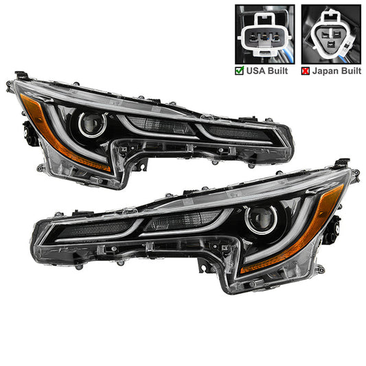 xTune US Built Toyota Corolla 18-20 L LE LED Proj Headlights-SE Style Black PRO-JH-TCOL20LUS-LED-BK 9949326