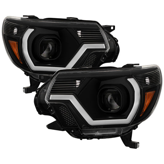 SPYDER xTune 12-15 Toyota Tacoma Projector Headlights w/ Light Bar - Black (PRO-JH-TTA12-LB-BK) 9050602