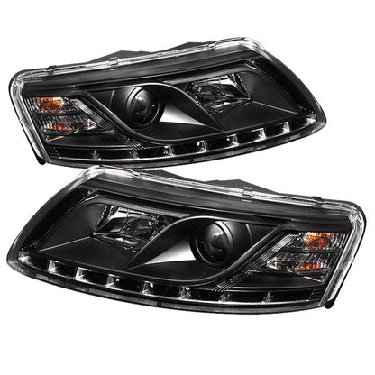 Spyder Audi A6 05-07 Projector Headlights Halogen Model Only - DRL Black PRO-YD-ADA605-DRL-BK 5029416