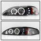 Spyder Ford Mustang 94-98 1PC Projector LED Halo Amber Reflctr LED Blk Low H3 PRO-YD-FM94-1PC-AM-BK 5010391