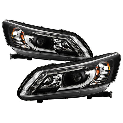 Spyder Honda Accord 2013-2015 4DR Projector Headlights Light Bar DRL Black PRO-YD-HA13-LBDRL-BK 5080530