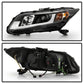 Spyder Honda Civic 2012-2014 Projector Headlights - Light Bar DRL Black PRO-YD-HC12-DRL-BK 5076519