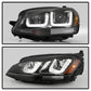 Spyder Volkswagen Golf VII 14-16 Projector Headlights DRL LED Blk Stripe Blk PRO-YD-VG15-BLK-DRL-BK 5080578