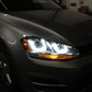 Spyder Volkswagen Golf VII 14-16 Projector Headlights DRL LED Blk Stripe Blk PRO-YD-VG15-BLK-DRL-BK 5080578