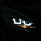 Spyder Volkswagen Golf VII 14-16 Projector Headlights DRL LED Blk Stripe Blk PRO-YD-VG15-BLK-DRL-BK 5080578