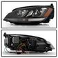 Spyder Volkswagen Golf VII 14-16 Projector Headlights DRL LED Blk Stripe Blk PRO-YD-VG15-BLK-DRL-BK 5080578