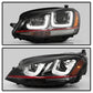 Spyder Volkswagen Golf VII 14-16 Projector Headlights DRL LED Red Stripe Blk PRO-YD-VG15-RED-DRL-BK 5080592
