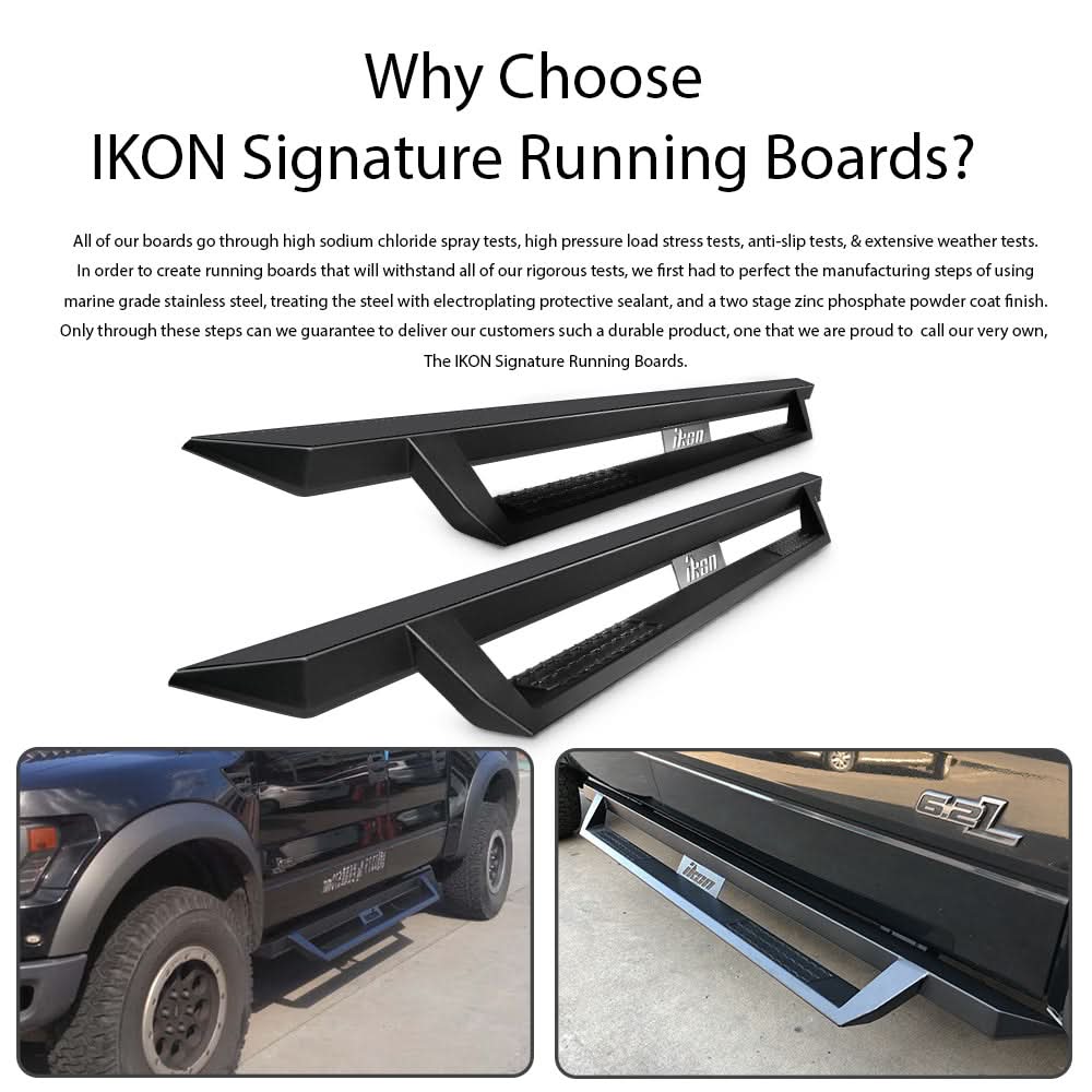 2009-2014 Ford F-150 Crew Cab IKON V1 Black Running Boards Solid Steel