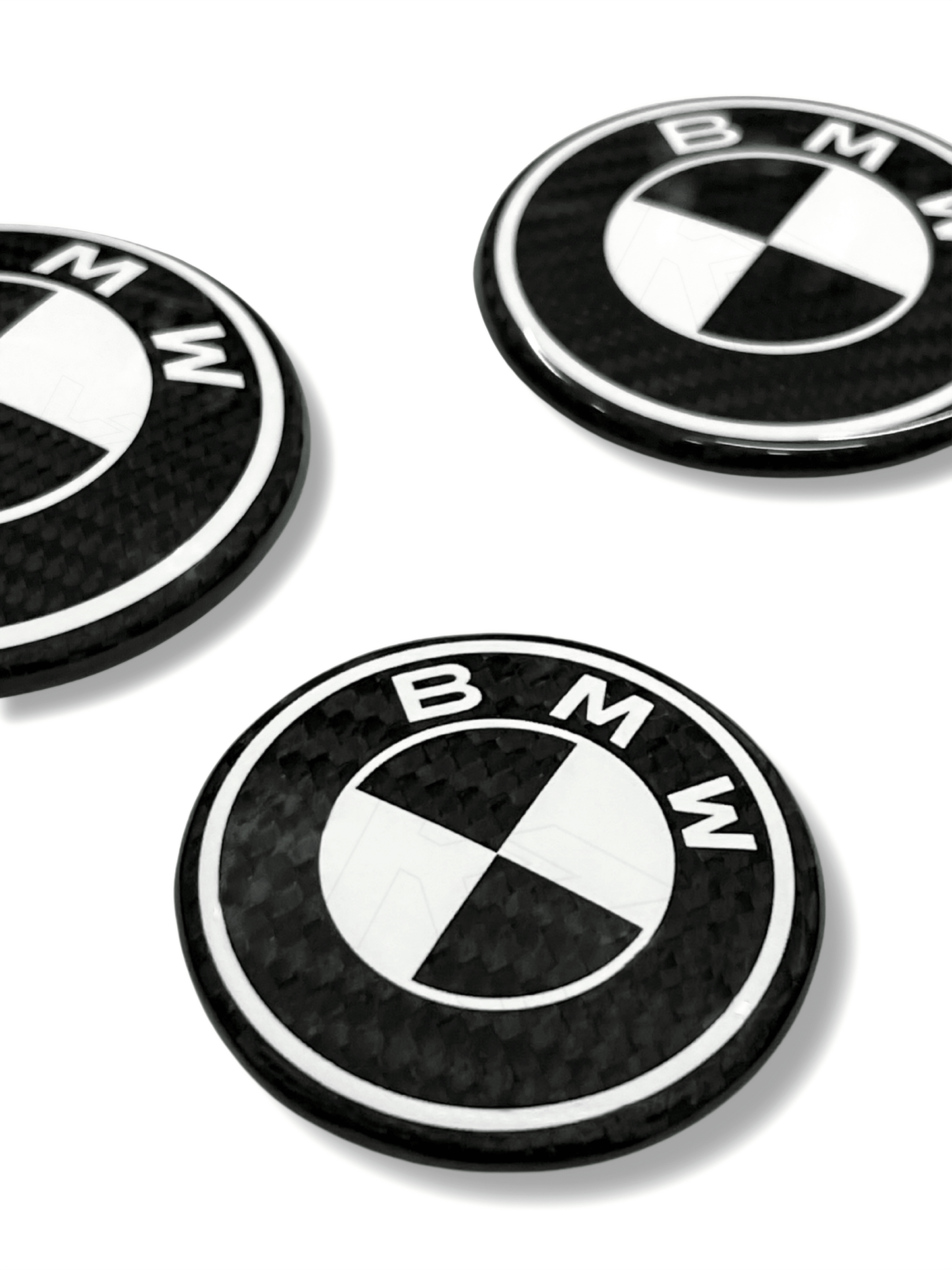 BMW Roundel Emblem Covers - Full Carbon Fiber Black and White Style