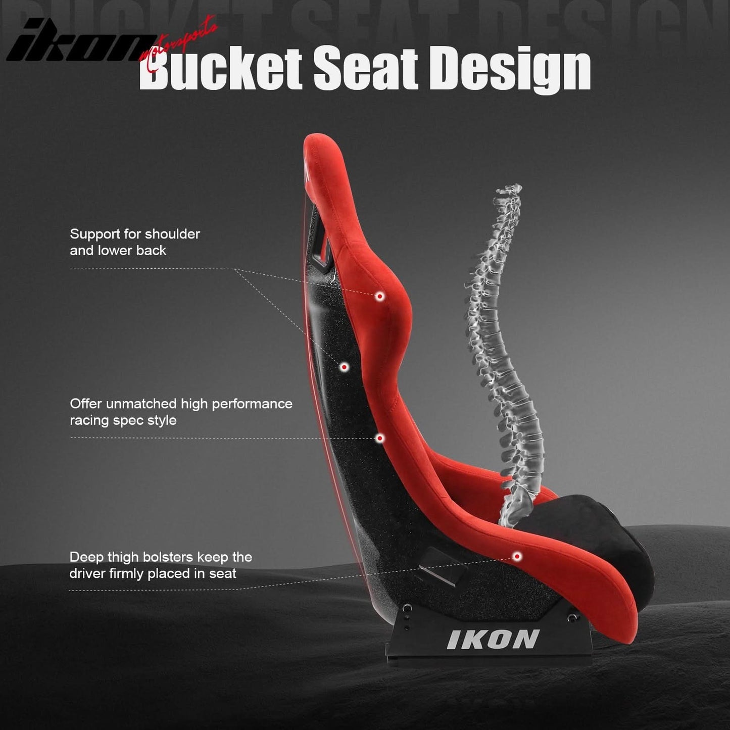 Universal Adjustable Bucket Racing Seats W/4 Point 2" Belt Harness Red