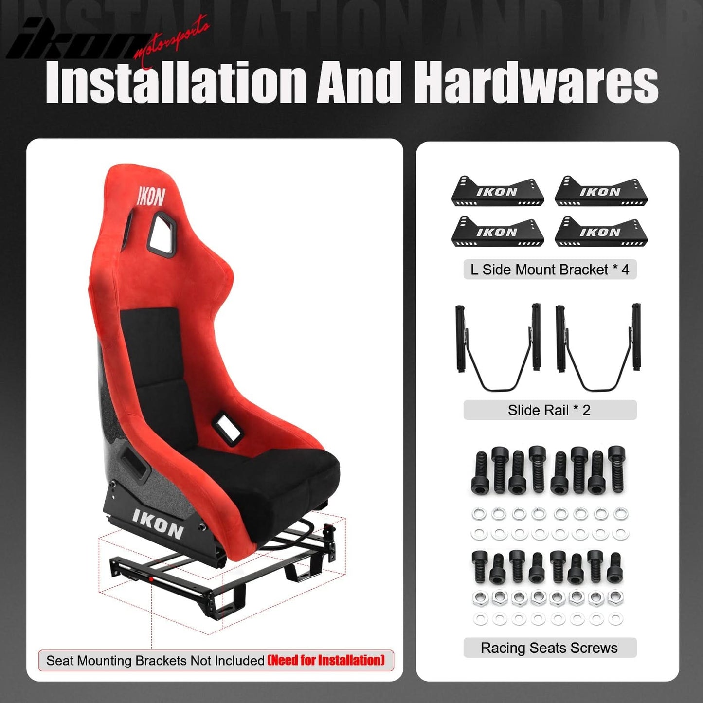 Universal Adjustable Racing Bucket Seats W/4 Point 3" Belt Harness Red