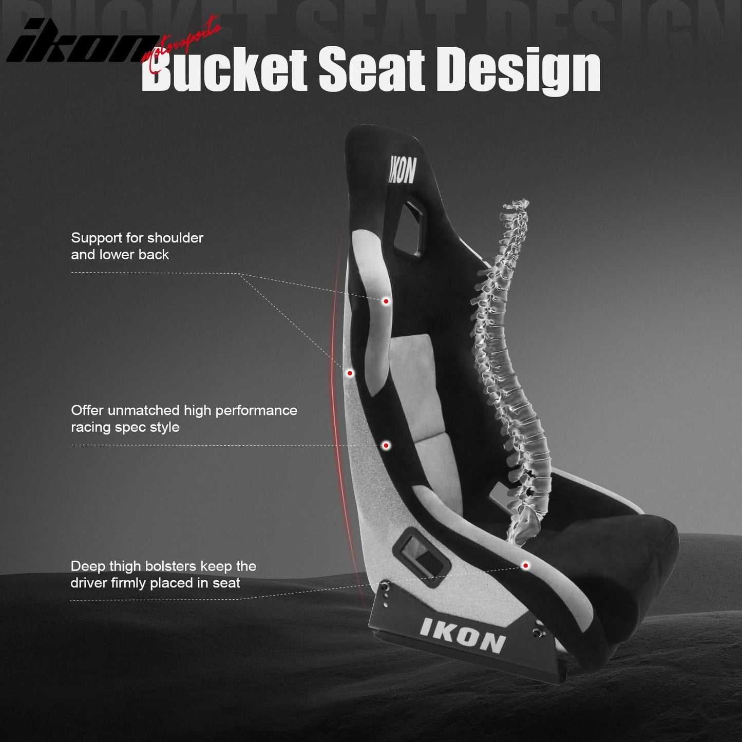 Universal Racing Bucket Seats W/ Slider 4 Point 3" Belt Harness Gray