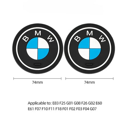 BMW Silicone Anti-Slip Car Coaster / Cup Mat 2-Piece Set for 1 / 3 / 4 / 5 Series, X3 / X5 / X7 (F20 / F40 / G01 / G02 / G05 / G22 / G30 / G32)