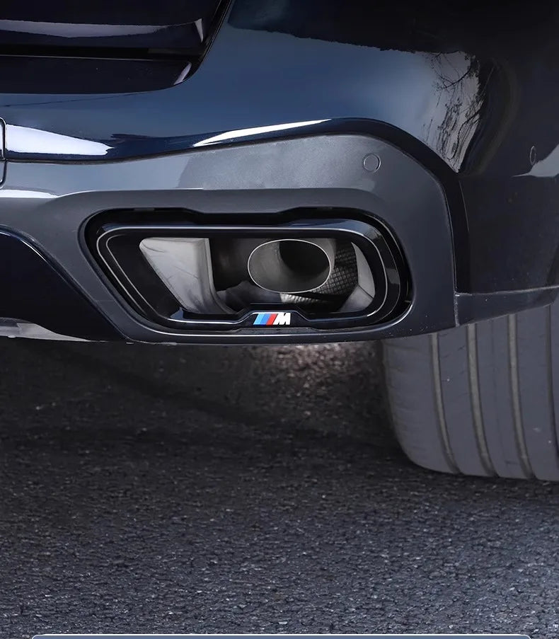 BMW X7 Black Knight Style Exhaust Tip Tail Throat Decorative Cover (Single Hole / Outer Frame)