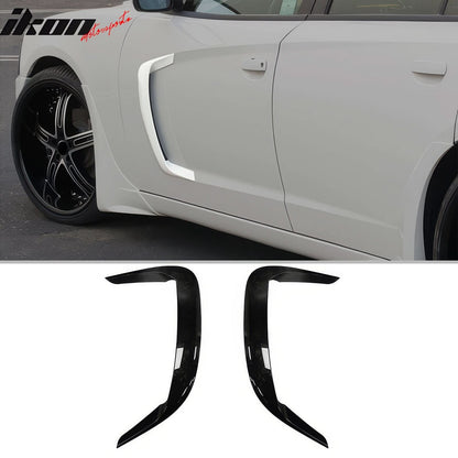 2015-2023 Dodge Charger IKON2 Style Side Fin Vents Gloss Black ABS