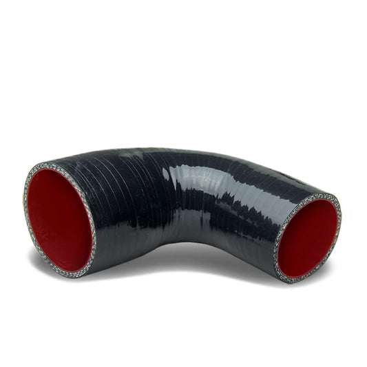 1.50" to 1.75" 90 Degree Silicone Reducer Hose 3-Ply Black/Red
