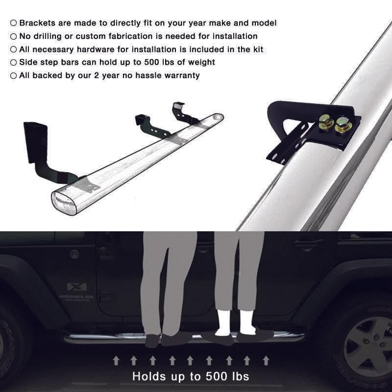 Fits 01-06 Explorer Sport Trac 3'' Side Step Bars Running Boards