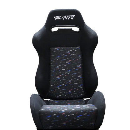 Adjustable Black Luxury Racing Lowered SR3 CONFETTI Style Velvet Seat w/ Sliders