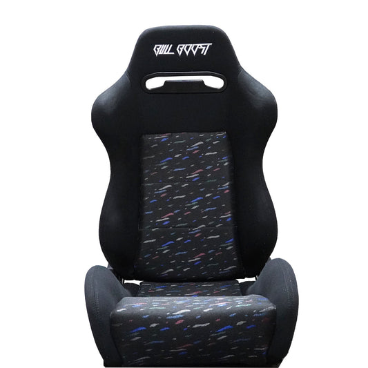 Adjustable Black Luxury Racing Lowered SR3 CONFETTI Style Velvet Seat w/ Sliders