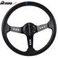 Universal 350MM 6 Hole Deep Dish Black Steering Wheel Emblem PVC