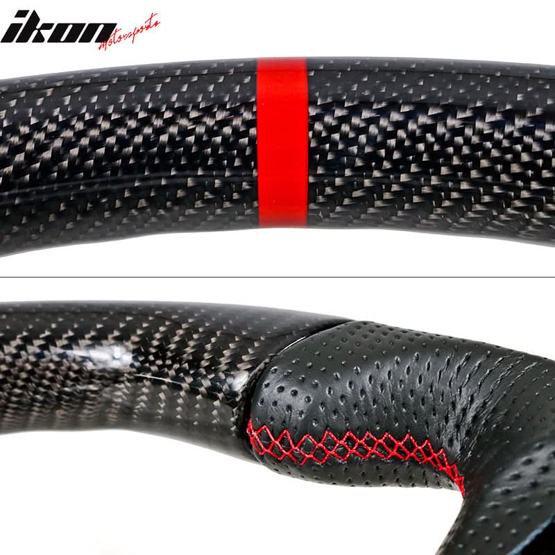 2018-2023 Ford Mustang V1 Steering Wheel w/ Red Stitching Carbon Fiber